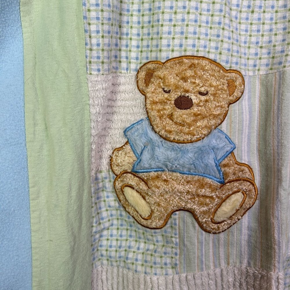 Bear Baby Blanket Blue/Green Size 41"x32" - Picture 3 of 6